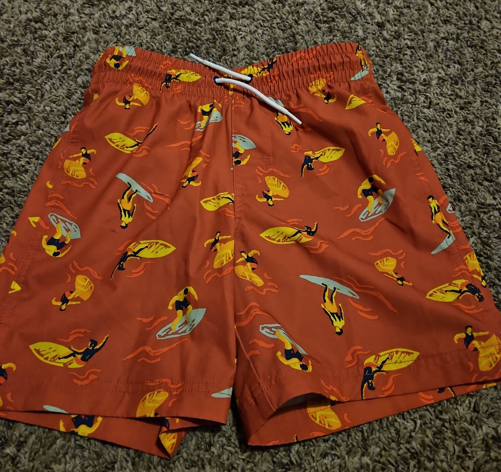 Old Navy Orange and Yellow Surf-Print Swim Trunks
